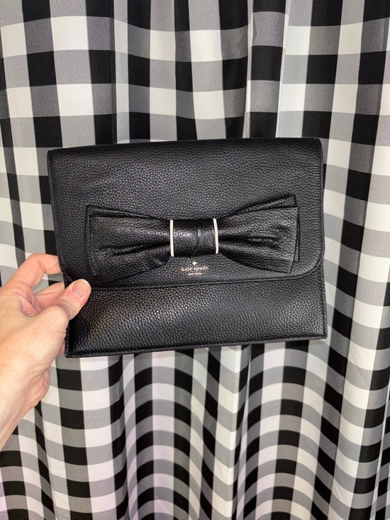 kate spade Handbags - Kate Spade Rosewood Place Milou Black Pebbled Leather Bow Clutch NWOT